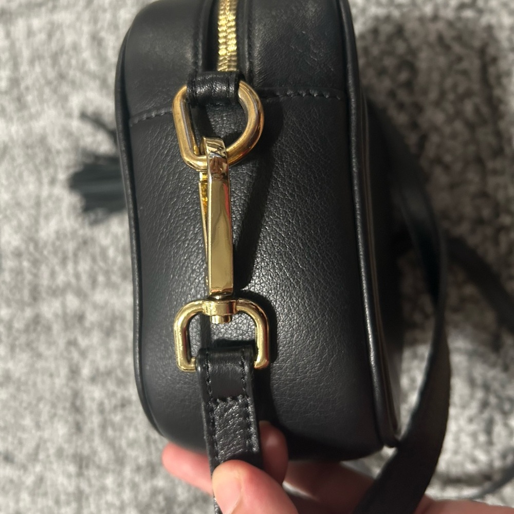 Mario Valentino Black Crossbody Leather Bag with Gold Accents Made In Italy - Picture 12 of 13